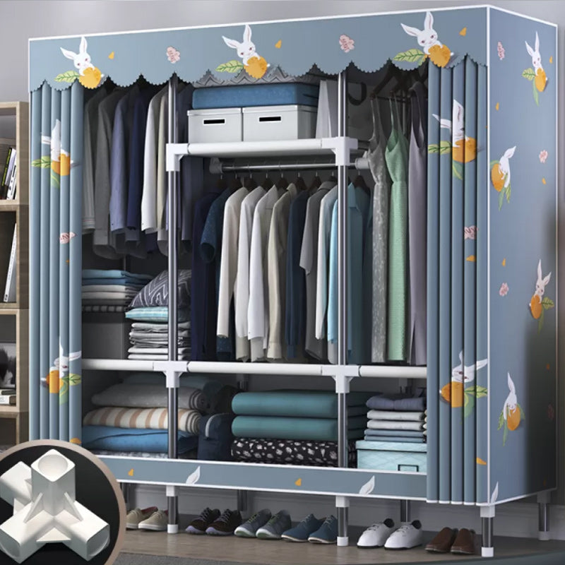 Contemporary Style Wardrobe Metal Bedroom Wardrobe Closet with Shelves