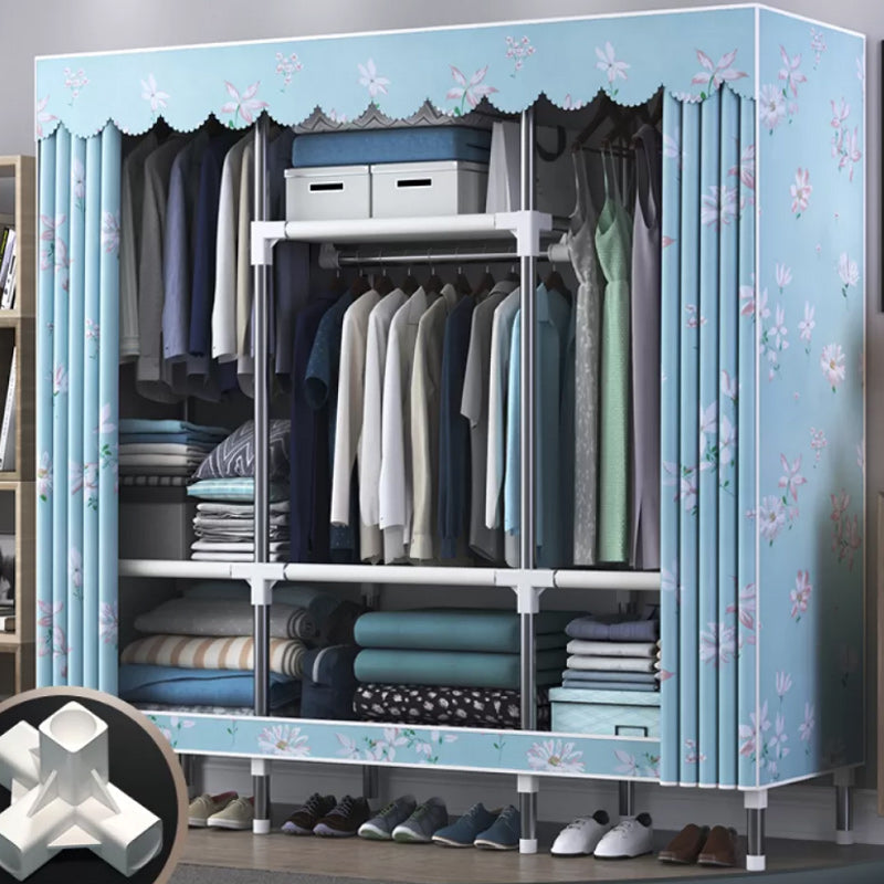 Contemporary Style Wardrobe Metal Bedroom Wardrobe Closet with Shelves