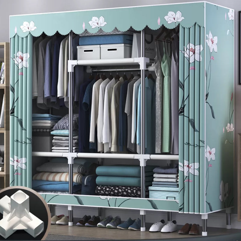 Contemporary Style Wardrobe Metal Bedroom Wardrobe Closet with Shelves
