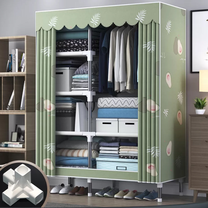 Contemporary Style Wardrobe Metal Bedroom Wardrobe Closet with Shelves