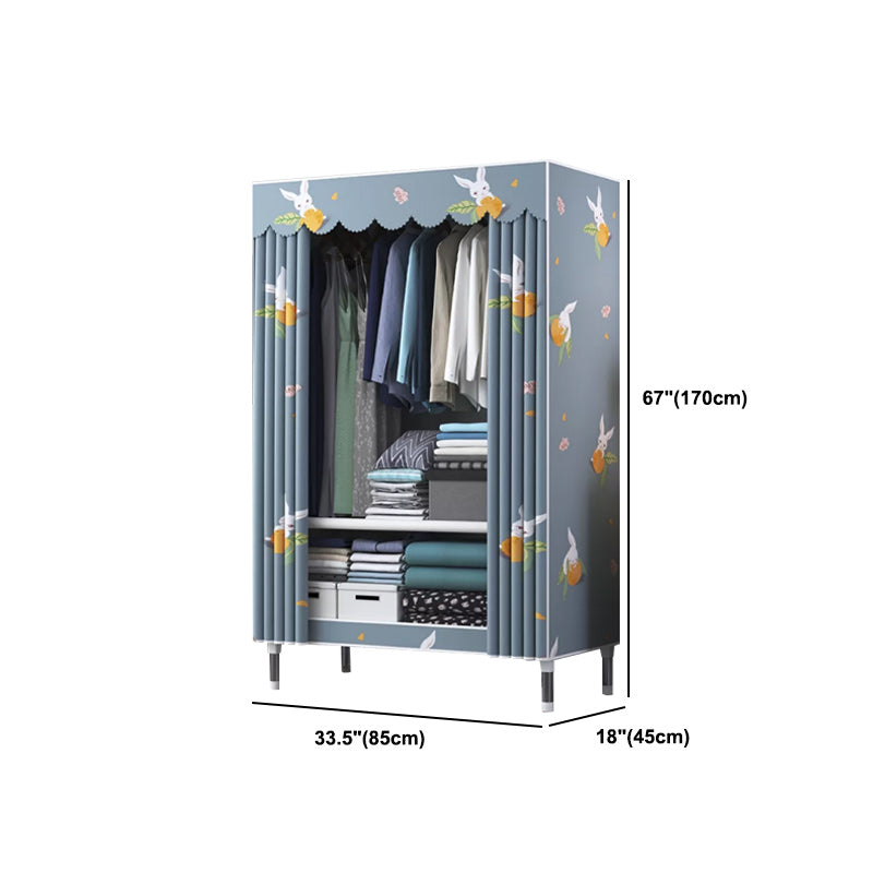 Contemporary Style Wardrobe Metal Bedroom Wardrobe Closet with Shelves