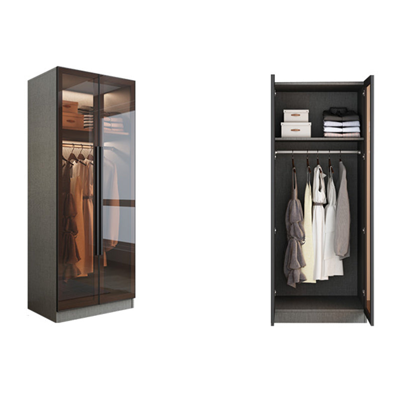 Contemporary Style Wardrobe Gray Colour Wood Wardrobe Closet with Shelves