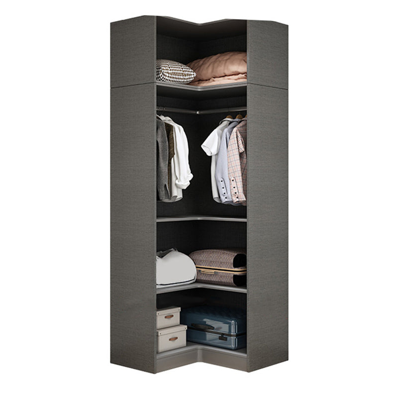 Contemporary Style Wardrobe Gray Colour Wood Wardrobe Closet with Shelves