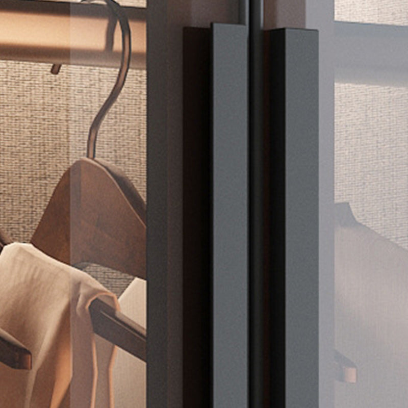 Contemporary Style Wardrobe Gray Colour Wood Wardrobe Closet with Shelves