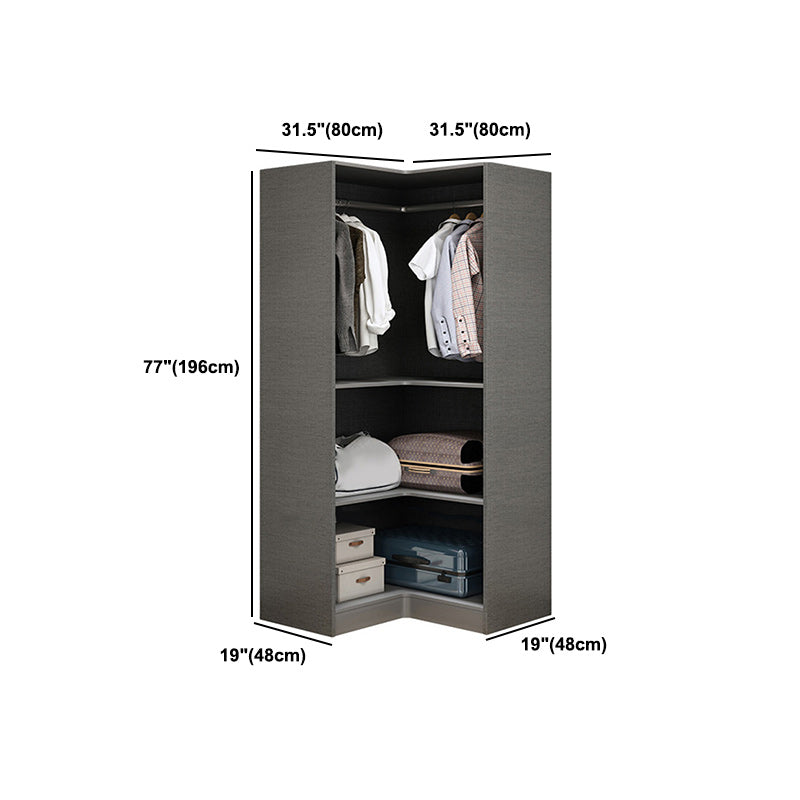 Contemporary Style Wardrobe Gray Colour Wood Wardrobe Closet with Shelves