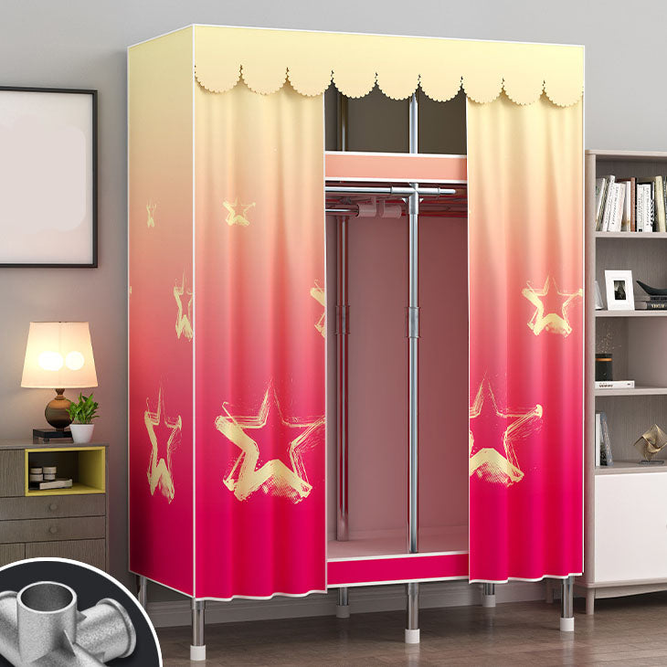 Contemporary Style Steel Wardrobe 2-Tier Metal Wardrobe Closet for Home