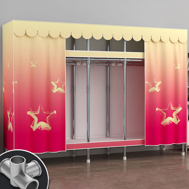 Contemporary Style Steel Wardrobe 2-Tier Metal Wardrobe Closet for Home