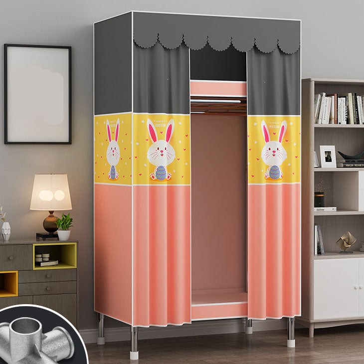 Contemporary Style Steel Wardrobe 2-Tier Metal Wardrobe Closet for Home