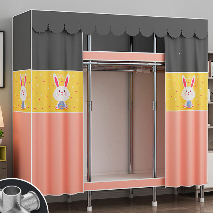 Contemporary Style Steel Wardrobe 2-Tier Metal Wardrobe Closet for Home