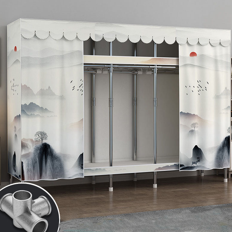 Contemporary Style Steel Wardrobe 2-Tier Metal Wardrobe Closet for Home