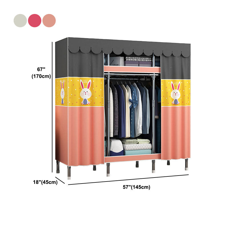 Contemporary Style Steel Wardrobe 2-Tier Metal Wardrobe Closet for Home