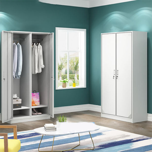 Contemporary Style Steel Wardrobe White Colour Wardrobe Closet with Lock