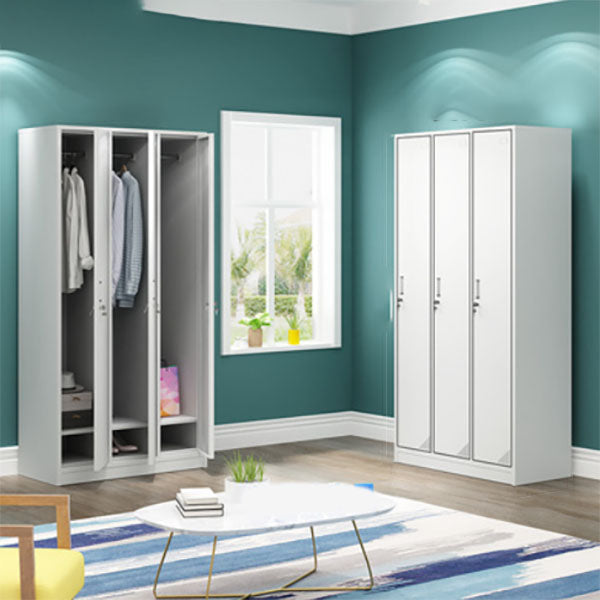 Contemporary Style Steel Wardrobe White Colour Wardrobe Closet with Lock