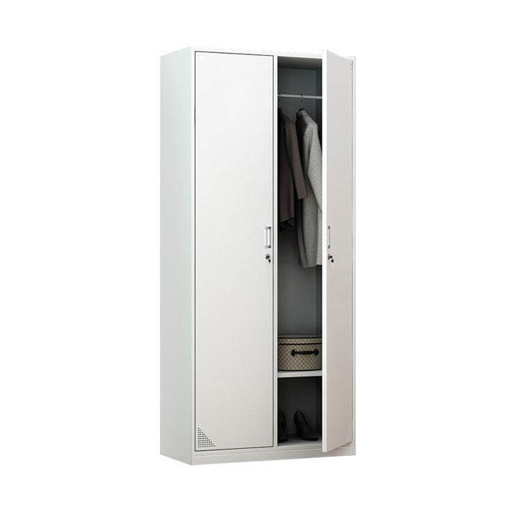 Contemporary Style Steel Wardrobe White Colour Wardrobe Closet with Lock