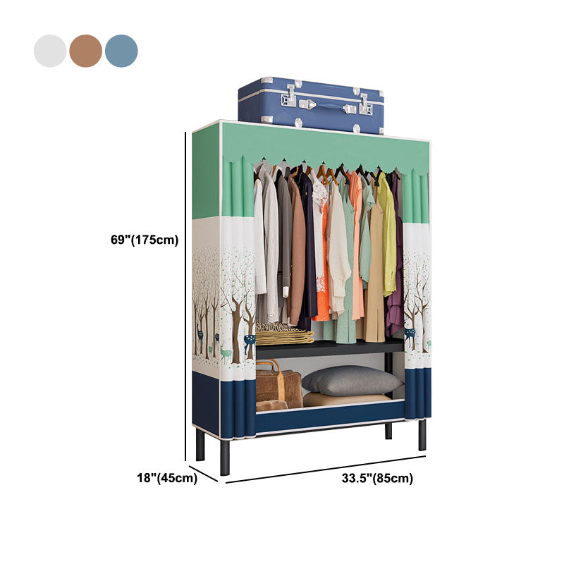 Contemporary Style Wardrobe 1 Door Steel Wardrobe Closet for Home