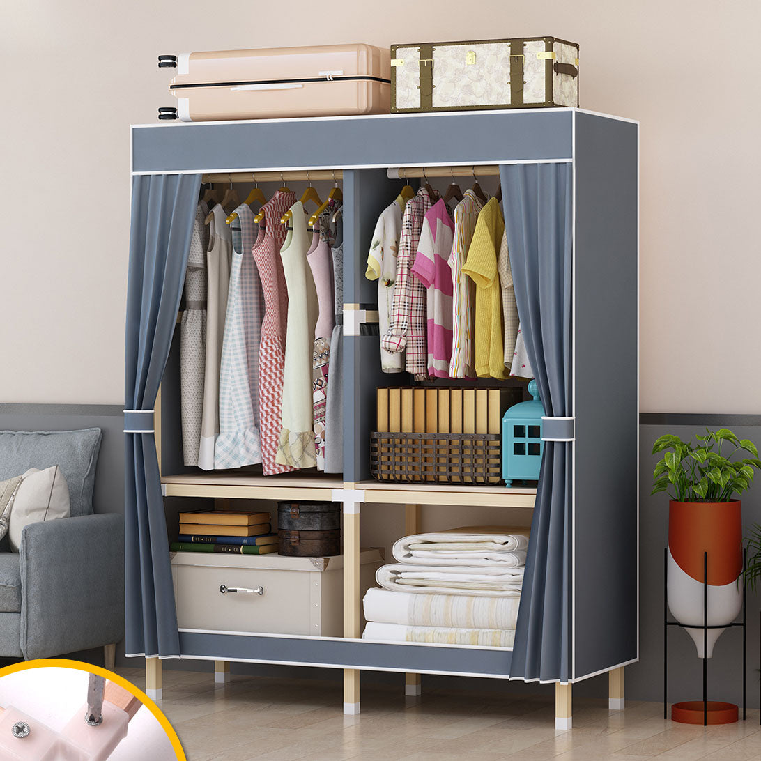 Contemporary Style Solid Wood Wardrobe 1-Drawer Wardrobe Closet for Home