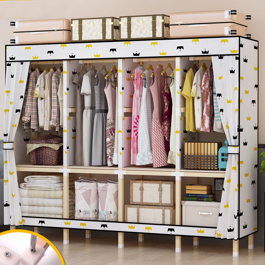 Contemporary Style Solid Wood Wardrobe 1-Drawer Wardrobe Closet for Home