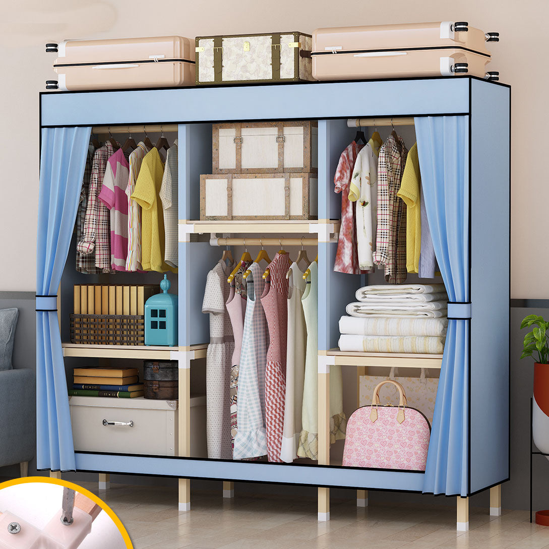 Contemporary Style Solid Wood Wardrobe 1-Drawer Wardrobe Closet for Home