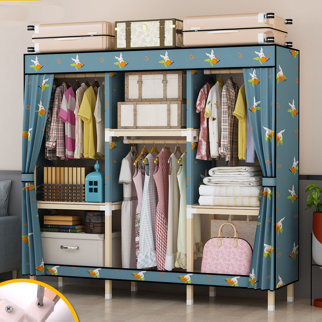 Contemporary Style Solid Wood Wardrobe 1-Drawer Wardrobe Closet for Home