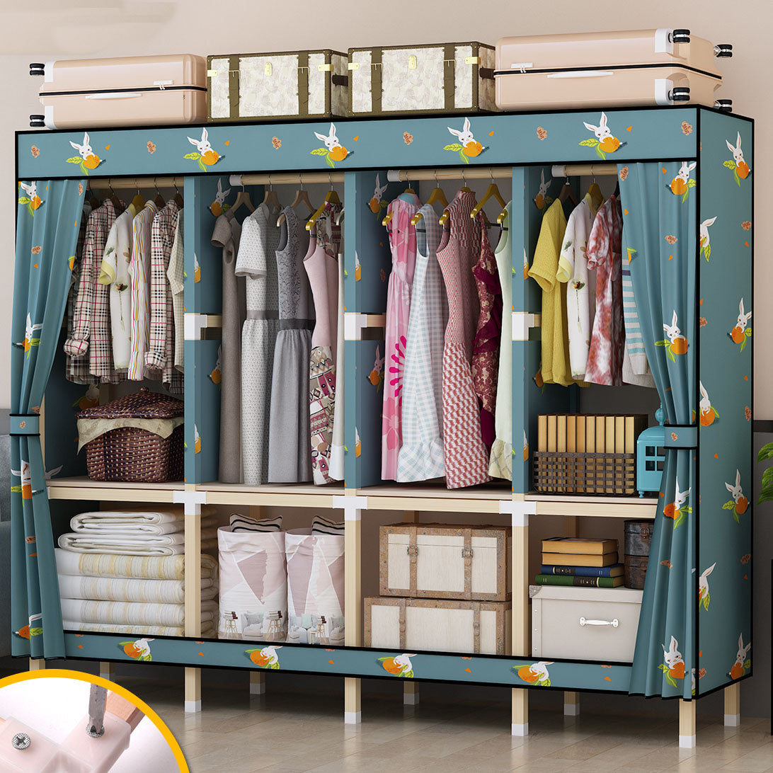 Contemporary Style Solid Wood Wardrobe 1-Drawer Wardrobe Closet for Home