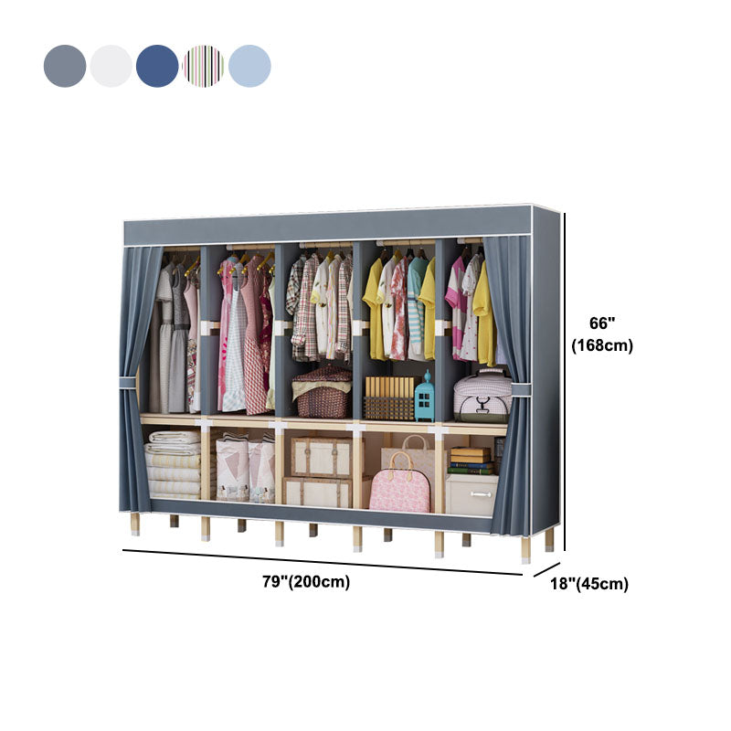 Contemporary Style Solid Wood Wardrobe 1-Drawer Wardrobe Closet for Home