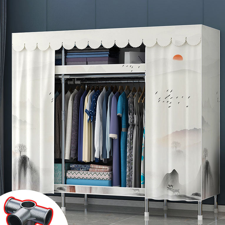 Contemporary Style Steel Wardrobe 2 Shelves Wardrobe Closet for Home