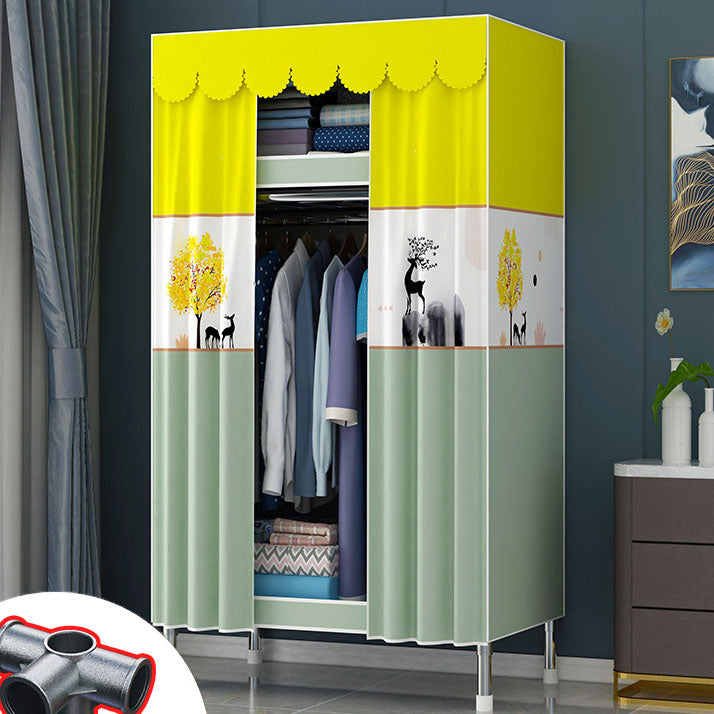 Contemporary Style Steel Wardrobe 2 Shelves Wardrobe Closet for Home