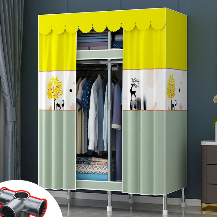 Contemporary Style Steel Wardrobe 2 Shelves Wardrobe Closet for Home