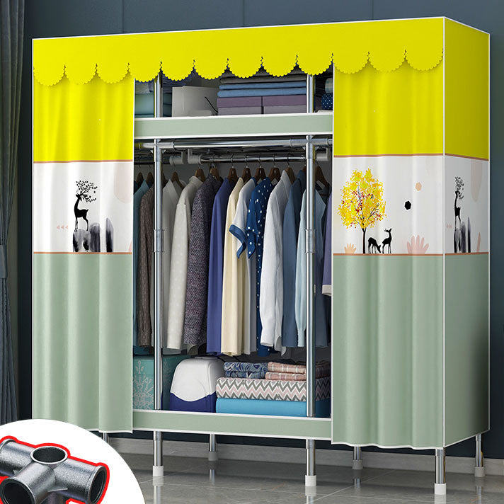 Contemporary Style Steel Wardrobe 2 Shelves Wardrobe Closet for Home