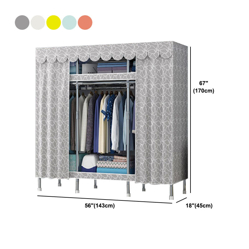 Contemporary Style Steel Wardrobe 2 Shelves Wardrobe Closet for Home