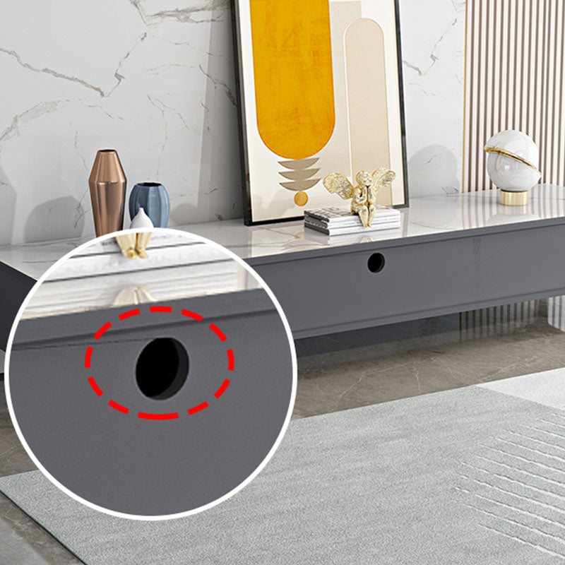 Contemporary Glossy TV Console Black/White Wood TV Stand with 2 Shelves