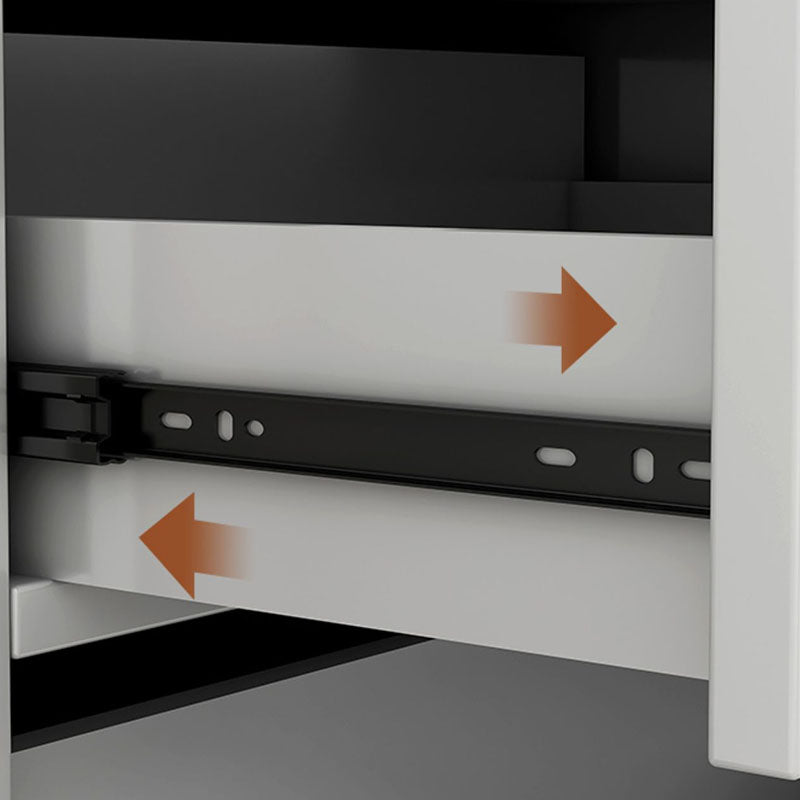 Contemporary Chest Horizontal White Wood Storage Chest with Metal Feet