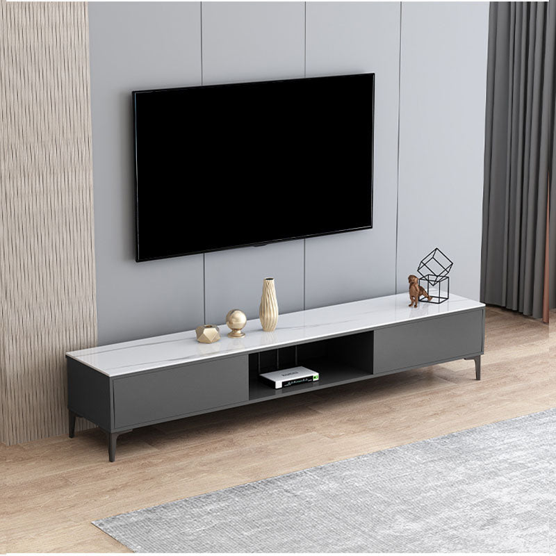 15.75-Inch High Modern TV Stand 2 Doors Open Storage TV Console