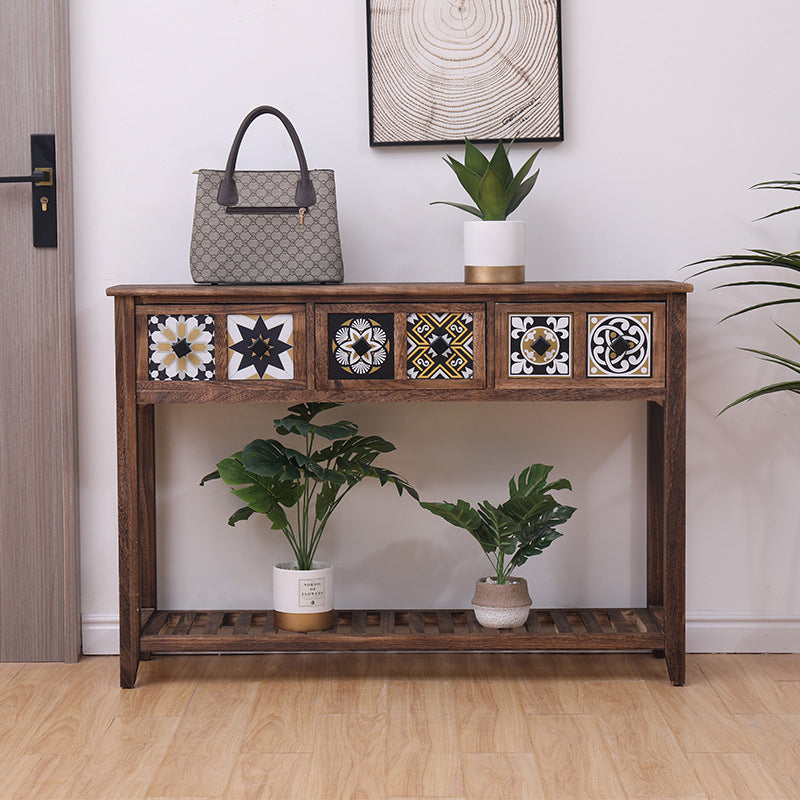 Mid-Century Modern Console Table Rectangle Console Table Floor Shelf