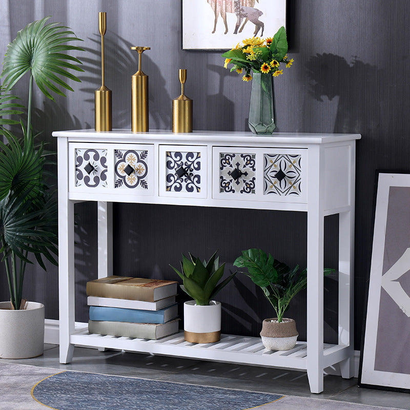 Mid-Century Modern Console Table Rectangle Console Table Floor Shelf