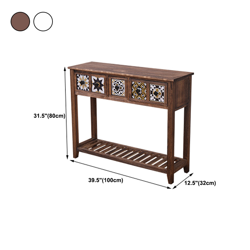 Mid-Century Modern Console Table Rectangle Console Table Floor Shelf