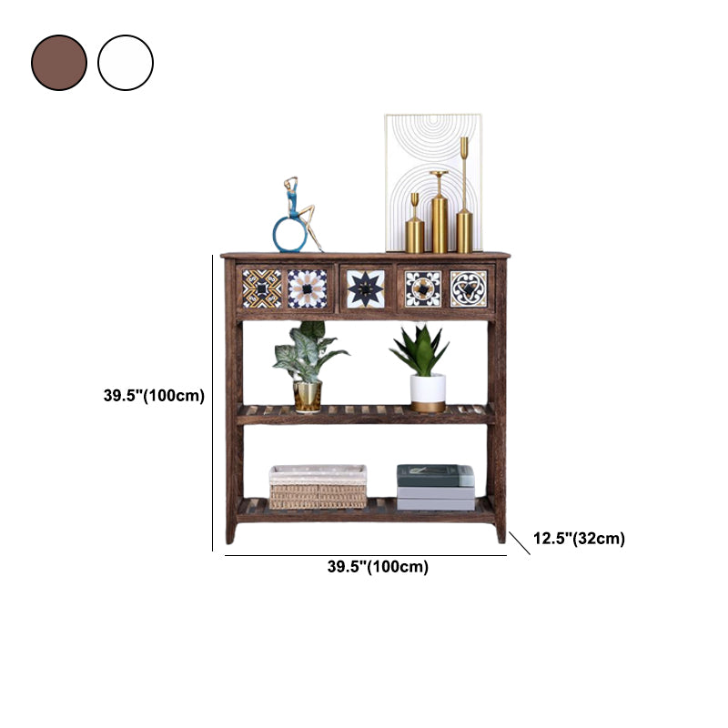Mid-Century Modern Console Table Rectangle Console Table Floor Shelf