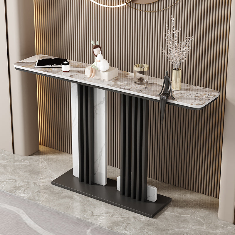 Contemporary Rectangular Accent Console Table with Golden/Black Base
