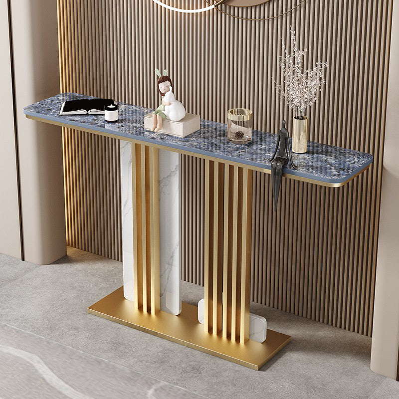 Contemporary Rectangular Accent Console Table with Golden/Black Base