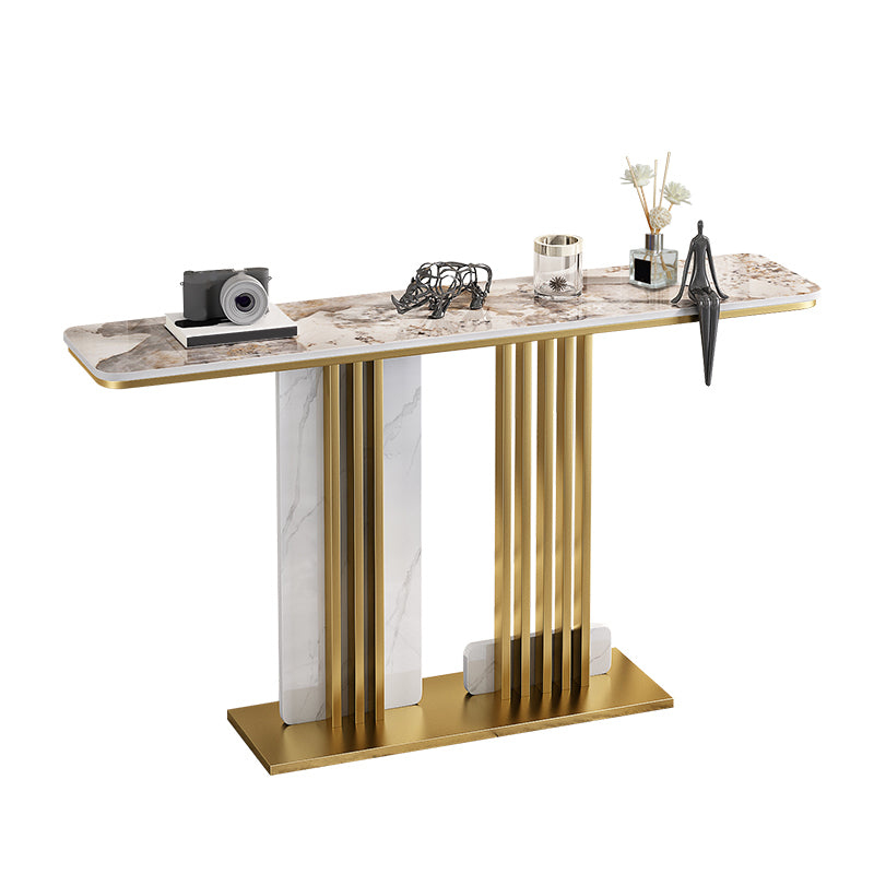 Contemporary Rectangular Accent Console Table with Golden/Black Base