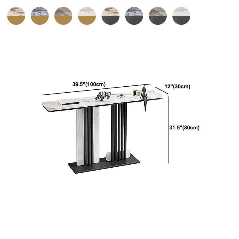 Contemporary Rectangular Accent Console Table with Golden/Black Base