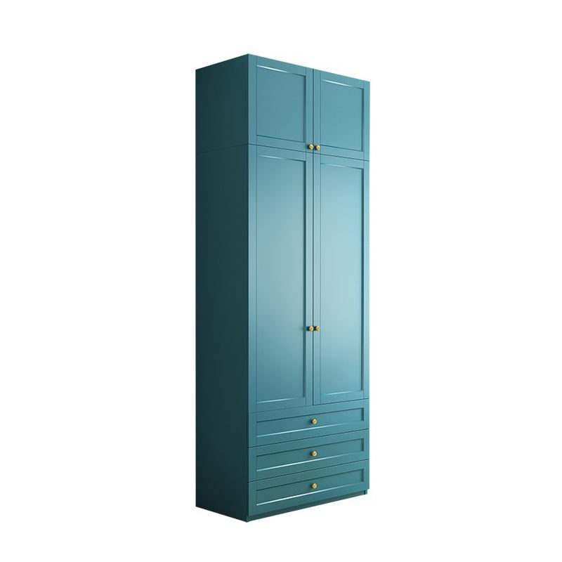 Blue Engineered Wood Wardrobe Cabinet Contemporary Wardrobe Armoire