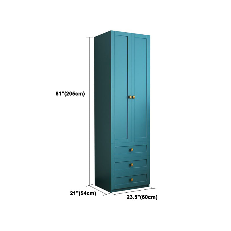 Blue Engineered Wood Wardrobe Cabinet Contemporary Wardrobe Armoire
