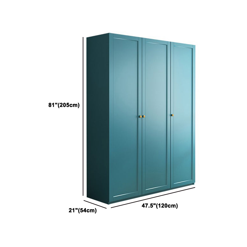 Blue Engineered Wood Wardrobe Cabinet Contemporary Wardrobe Armoire