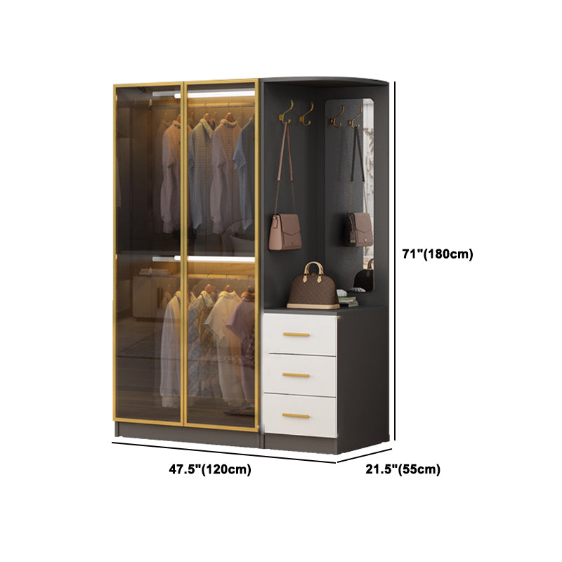 Modern Style Wooden Wardrobe Cloth Rod Included Wardrobe Closet for Bedroom