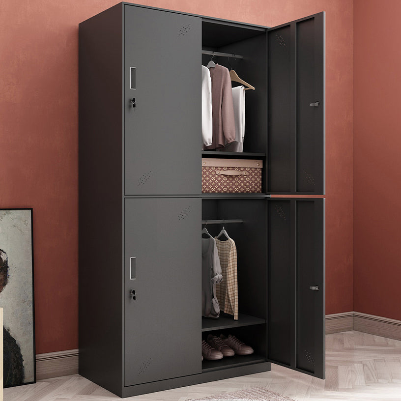 Black Steel Wardrobe Closet Contemporary Hinged Wardrobe Cabinet