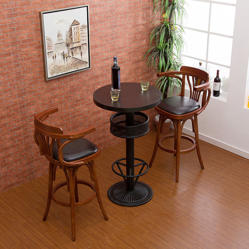 Industrial 1/2/3 Pieces Round Bar Table Set Solid Wood Bar Table Set for Home Use