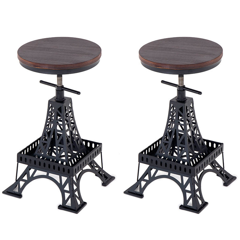 Industrial 1/2/3 Pieces Round Bar Table Set Solid Wood Bar Table Set for Dining Room