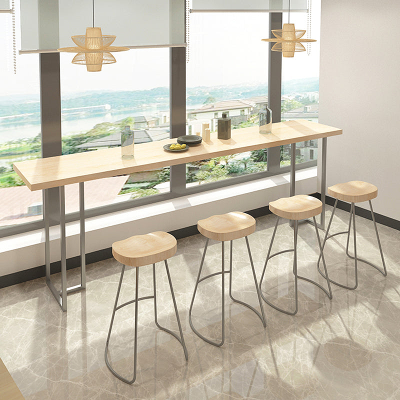 Rectangular Solid Wood Bar Table Set 1/5/6 Pieces Counter Table with Backless Stools