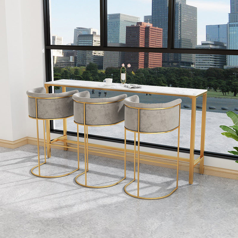 Glam Bar Set 1/2/4/7 Pcs Marble Bar Table with Upholstered Stools